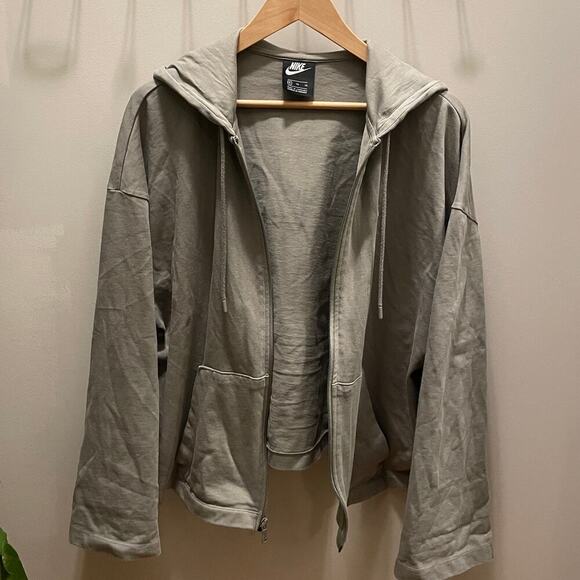 Nike Crop Hoodie | Army Green, Olive, Loose Relaxed Fit, Full Zip, XL NWOT $79 - Picture 6 of 11